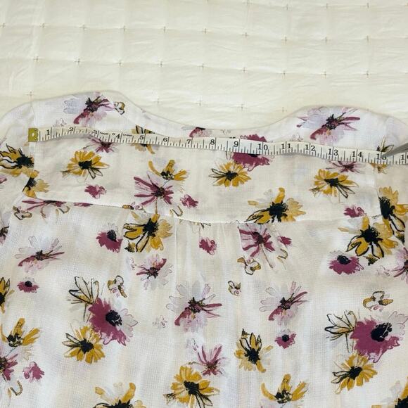 Lucky Brand Women’s M Peasant Blouse Top | White Floral Long Sleeve Boho - Picture 12 of 13